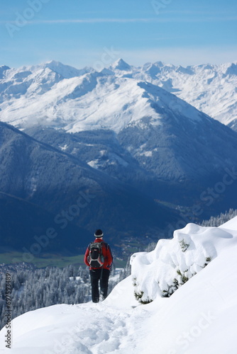 Snowy mountains in Innsbruck Alps in winter
