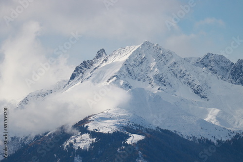 Snowy mountains in Innsbruck Alps in winter