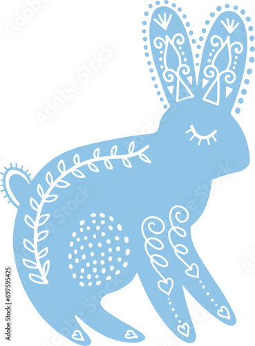 Sketch drawing cozy hygge scandinavian doodle vector rabbit bunny