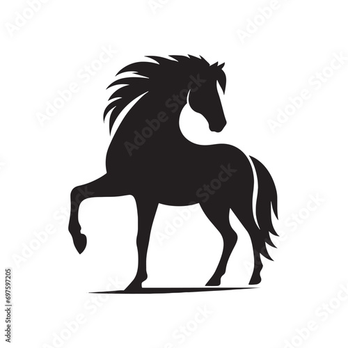 Simplified Majesty of Horse Silhouette  Proud Stallion  Strong Equine Presence in a Bold Black Outline - Nature s Strength in Simplicity      