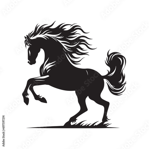 Fototapeta Naklejka Na Ścianę i Meble -  Elegant Horse Silhouette: Graceful Equine Profile, Majestic Contour in Black - A Simple and Timeless Image of Equestrian Beauty

