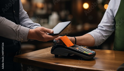 person using a Credit card machine 