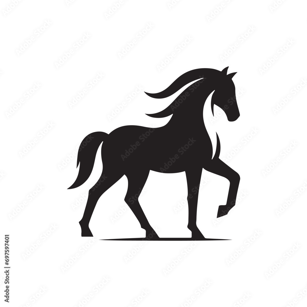 Simple Beauty of Horse Silhouette: Tranquil Grazing Scene, Gentle Equine Form in a Minimalistic Black Outline - Nature's Serenity
Simple Beauty of Horse Silhouette: Tranquil Grazing Scene, Gentle Equine Form in a Minimalistic Black Outline - Nature's Serenity