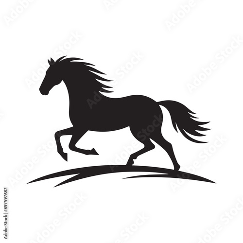 Simplified Majesty of Horse Silhouette  Proud Stallion  Strong Equine Presence in a Bold Black Outline - Nature s Strength in Simplicity 