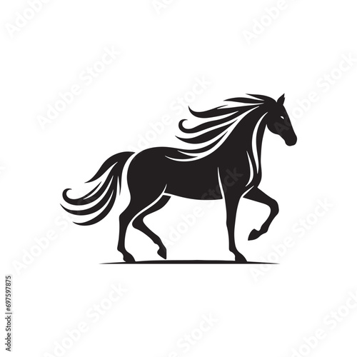 Elegant Horse Silhouette  Galloping Beauty  Dynamic Equine Motion in Simplified Black Profile - Nature s Power and Freedom Captured in a Simple Image 