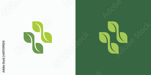 Green leaf cross logo design