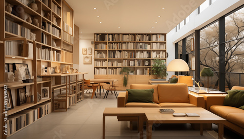 interior of library room with books