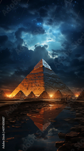 pyramid in the night