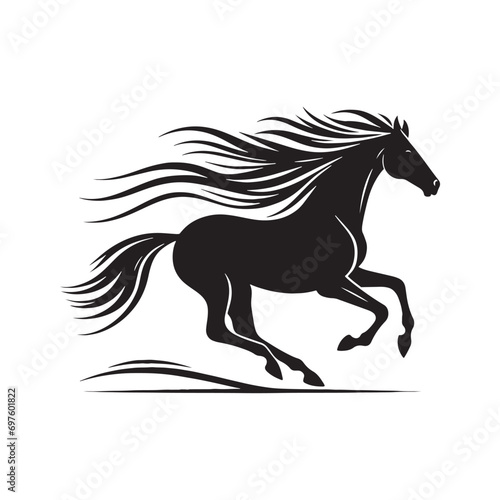Expressive Running Horse Illustration  Dynamic Equine Beauty in a Stunning Silhouette 