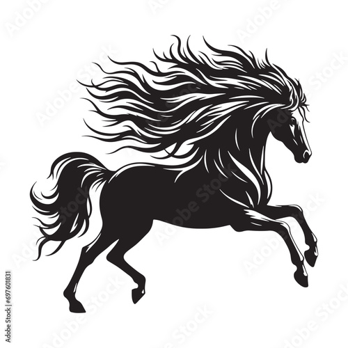 Fototapeta Naklejka Na Ścianę i Meble -  Illustration of a Running Horse Silhouette: Dynamic Equine Beauty in a Captivating Artwork
