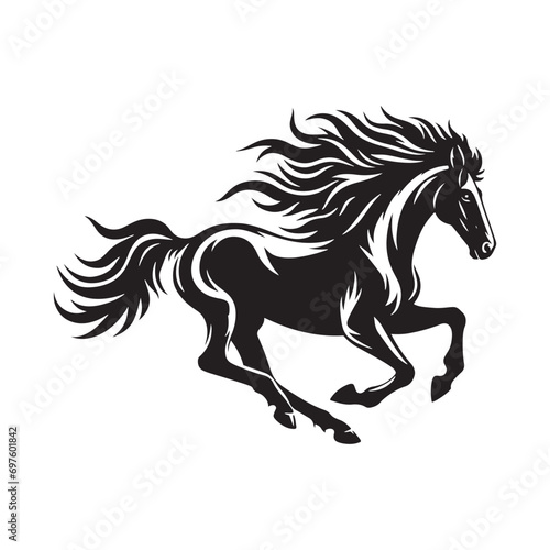 Fototapeta Naklejka Na Ścianę i Meble -  Illustration Featuring a Running Horse Silhouette: Silhouetted Beauty of a Graceful Equine
