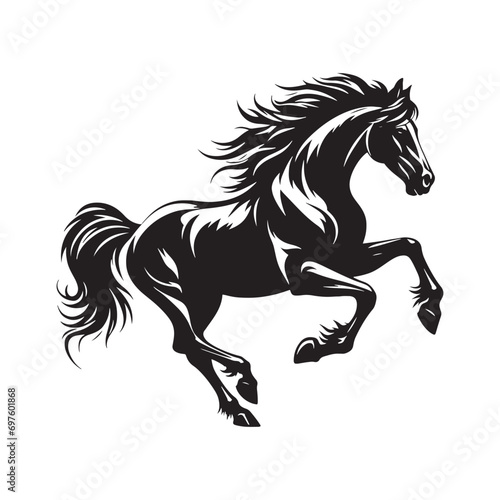 Fototapeta Naklejka Na Ścianę i Meble -  Running Horse Silhouette in Illustration: Expressive Equine Movement Perfect for Nature-themed Art
