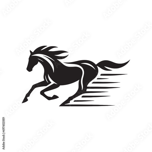 Fototapeta Naklejka Na Ścianę i Meble -  Majestic Running Horse Illustration: Artistic Silhouette Capturing the Spirit of Freedom
