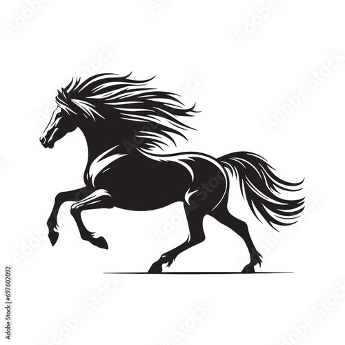 Elegant Equine Form  Illustration of a Running Horse Silhouette  Ideal for Creative Designs 