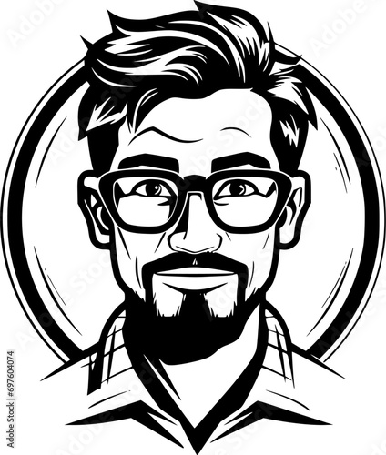 Teacher | Black and White Vector illustration