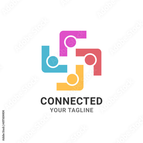 Connected people logo design. Abstract people logo concept for community, group, family, organization, etc