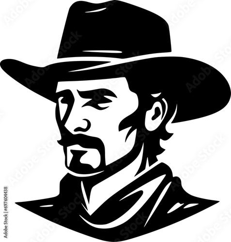 Western - Black and White Isolated Icon - Vector illustration