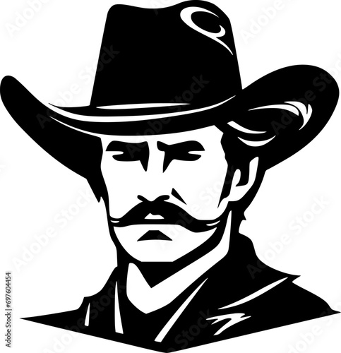 Western - Black and White Isolated Icon - Vector illustration