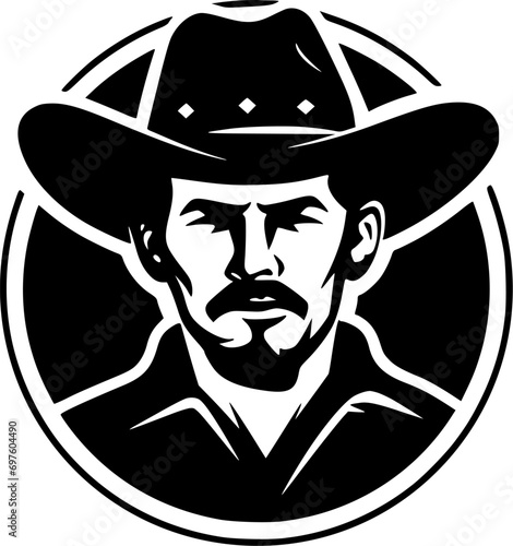 Western - Black and White Isolated Icon - Vector illustration