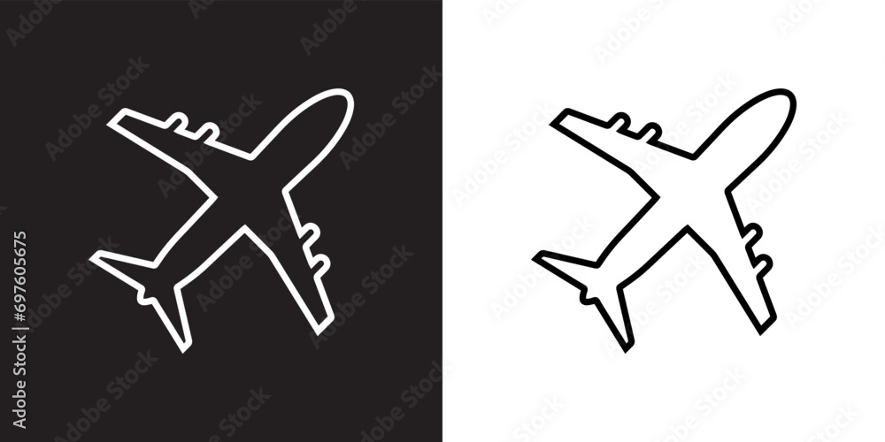 Airplane icon vector. Airplane sign symbol in trendy flat style. Airplane vector icon illustration isolated on black and white background