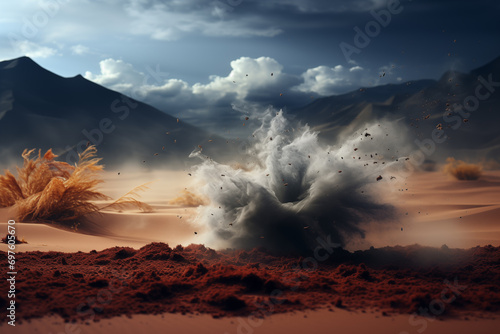 Desert landscape with dust storm © lichaoshu