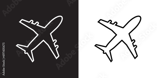 Airplane icon vector. Airplane sign symbol in trendy flat style. Airplane vector icon illustration isolated on black and white background