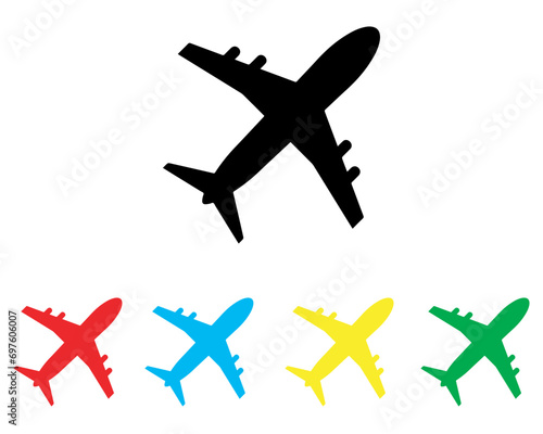 Airplane icon vector. Airplane icon sign symbol in trendy flat style. Set elements in colored icons. Airplane vector icon illustration isolated on white background