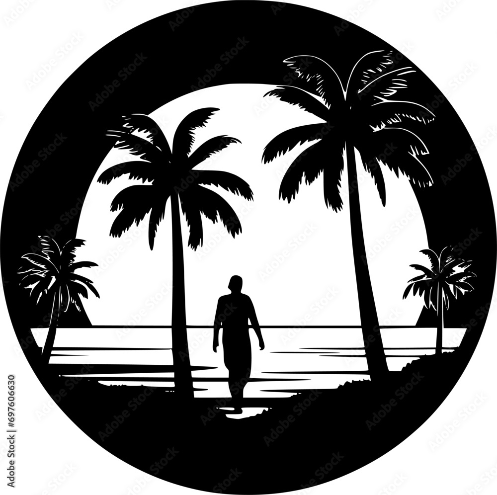 Beach | Minimalist and Simple Silhouette - Vector illustration