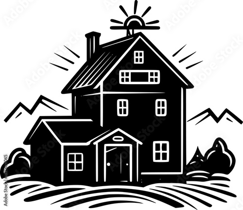 Farmhouse - High Quality Vector Logo - Vector illustration ideal for T-shirt graphic