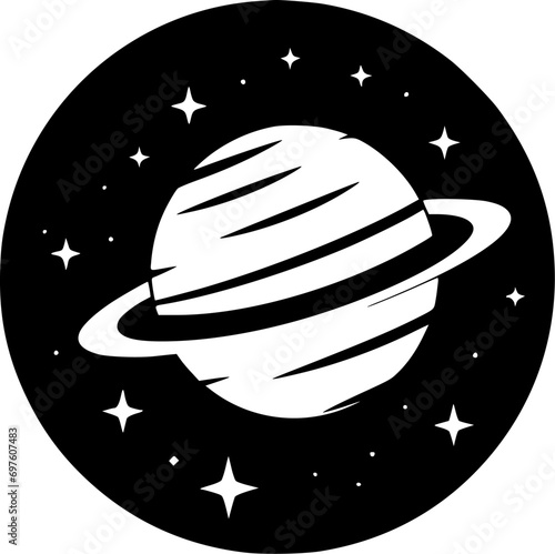 Galaxy - Black and White Isolated Icon - Vector illustration