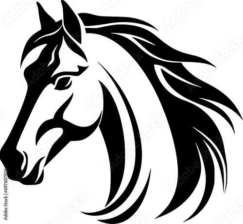 Horse - Black and White Isolated Icon - Vector illustration