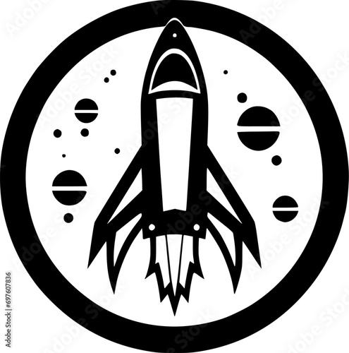 Rocket | Black and White Vector illustration