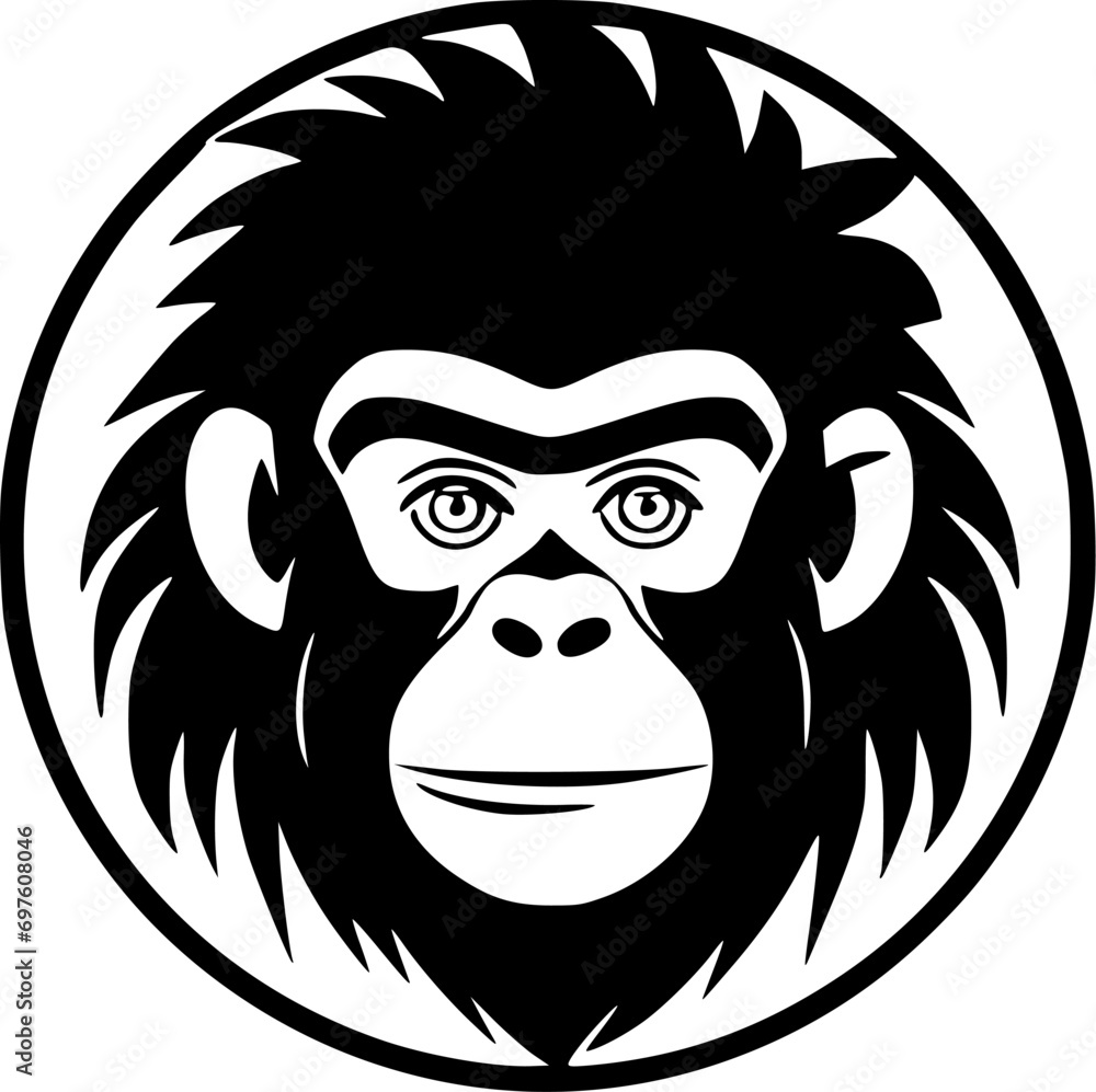 Monkey - Minimalist and Flat Logo - Vector illustration