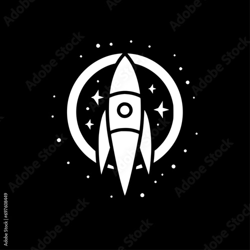Rocket | Black and White Vector illustration