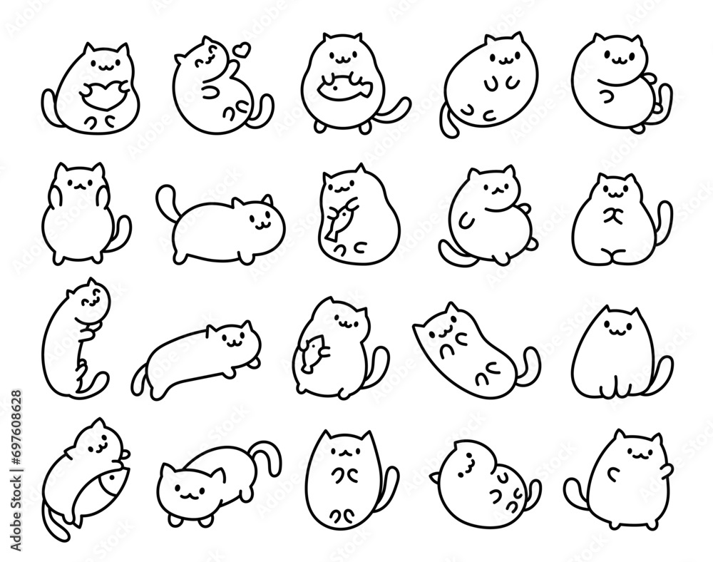 Cute Kawaii Little Cat Coloring Page Cartoon Funny Kitty Animals cute-kawaii-little-cat-coloring-page-cartoon-funny-kitty-animals