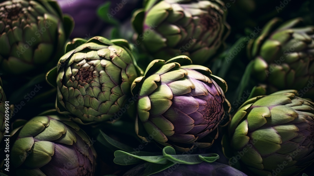 Fototapeta premium Vegetable food, fresh artichokes close-up