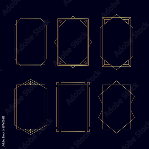 Set of gold frames. Set of decorative design elements. Vector illustration. 