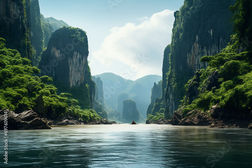 waterfall and river in the mountains