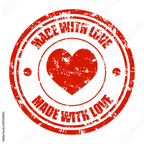 Made with love rubber stamp to valentine day delivery