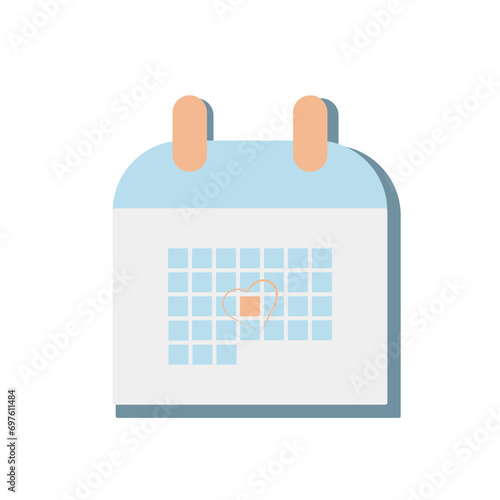 Flat simple Vector Calendar Icon with specified date isolated