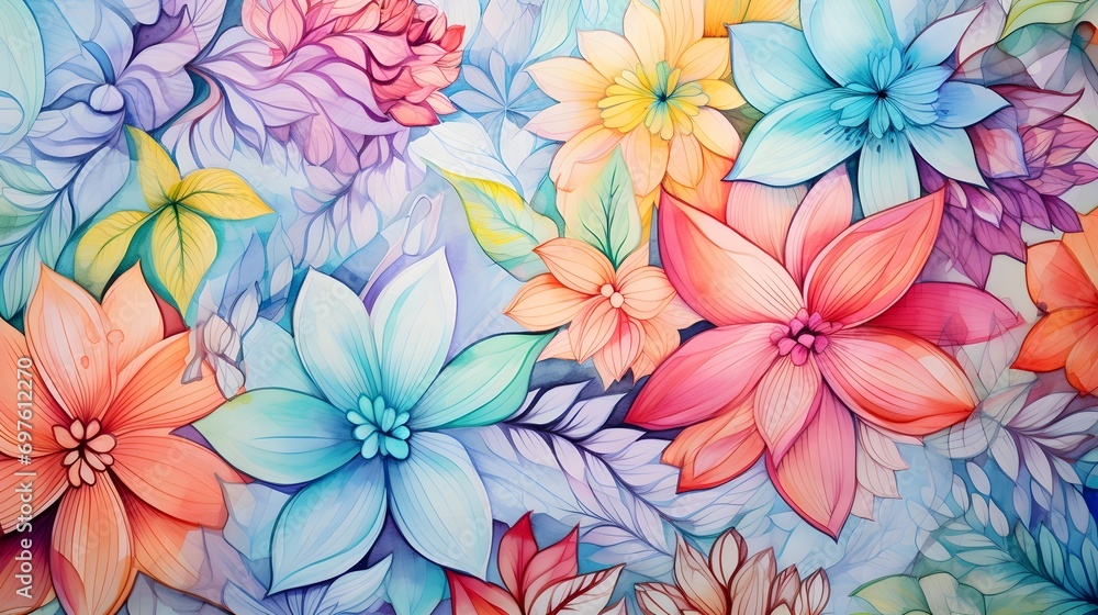 Watercolor art painting abstract pattern of flowers Watercolor art painting abstract pattern of flowers
