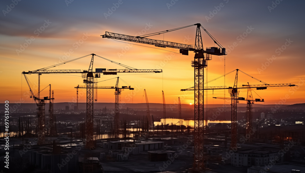 Fototapeta premium construction site at sunset