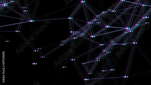 Global network connections with glitch effect. Abstract vector neural networks cyberspace. Futuristic grid artificial intelligence. Technology cyber dynamic.