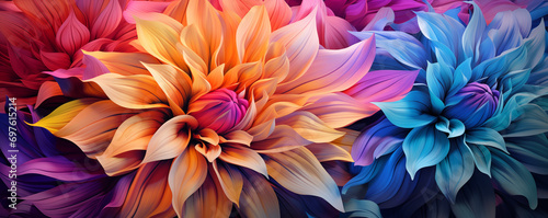 A digital art depiction of vibrant, colorful abstract flowers perfect for festive or seasonal backgrounds.
