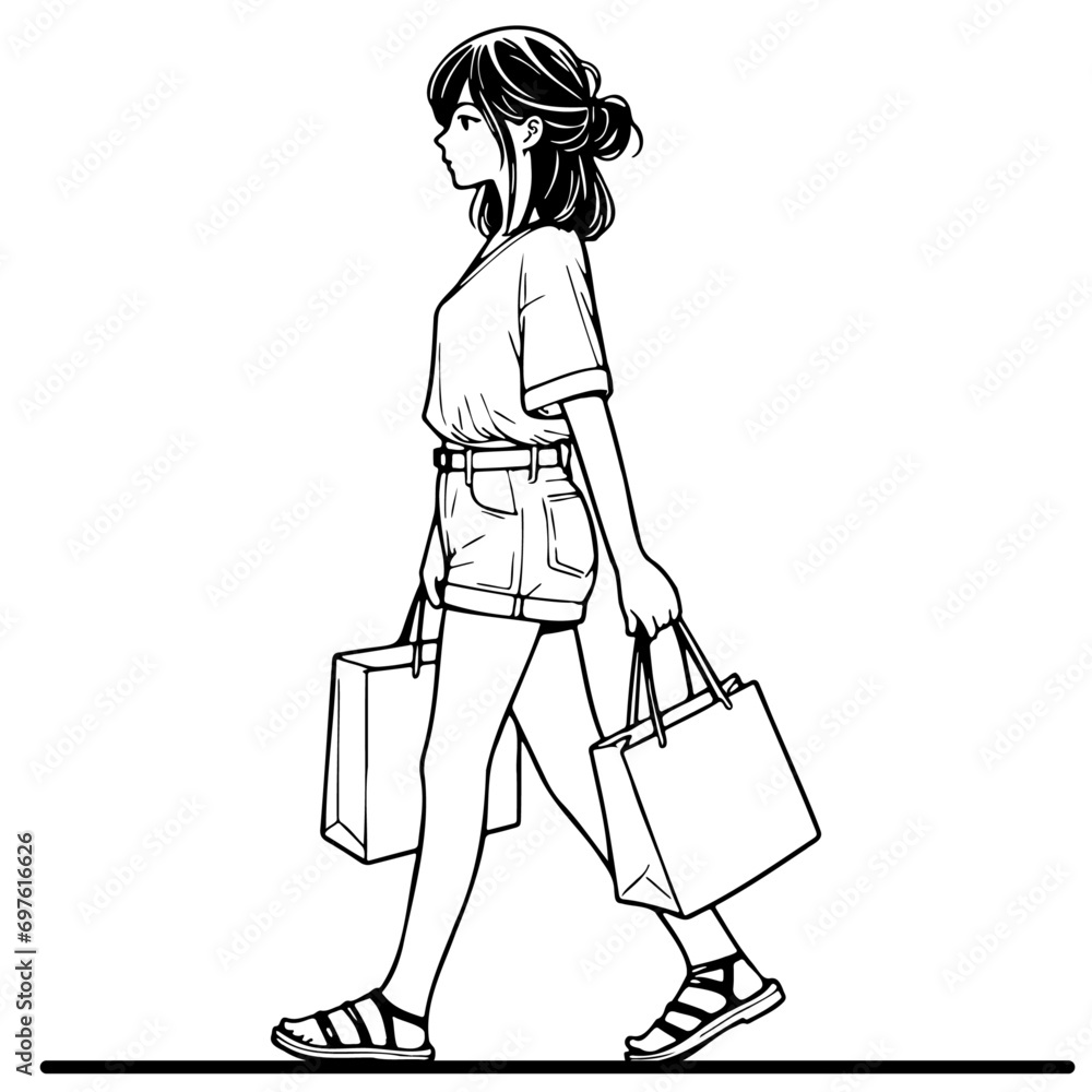 Fashion Woman Shopping Illustration. Fashion Woman Shopping Illustration.