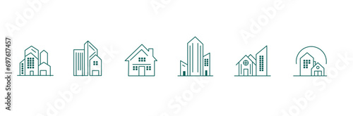 All-in-One Real Estate Line Icons: Vector Symbols Covering Property, Housing, Investment, Rentals, Mortgages, and Homeownership photo