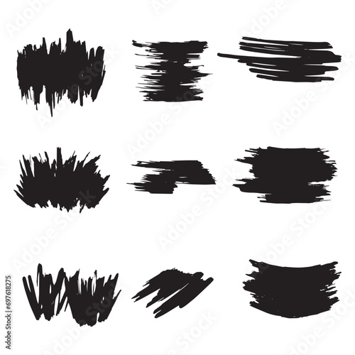 Set of hand drawn paint brush stroke grunge backgraound border tamplate 