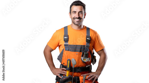 Smart worker construction man isolated on background