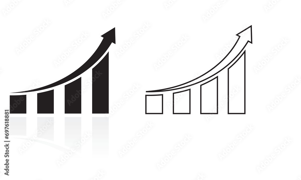 Arrow Graph Icon Adobe Indesign Vector Business chart with arrow. Graph icon. Growing graph icon on white ...