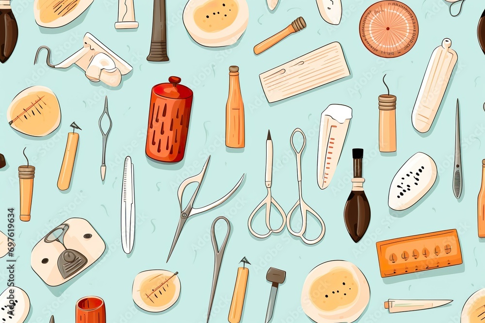 seamless watercolor pattern with medical instruments seamless watercolor pattern with medical instruments